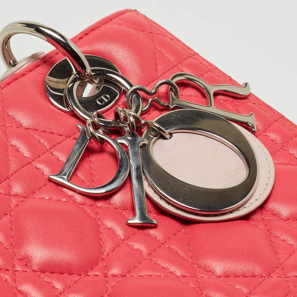 Dior Fuchsia/Grey Cannage Leather Medium Lady Dior Tote - Picture 9 of 9